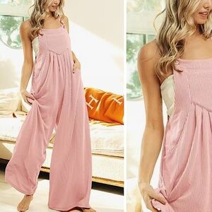 NWT BiBi Textured Overalls Wide Leg - L & XL